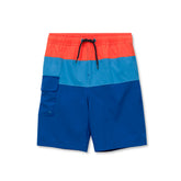 Boys Chlorine Resistant Colorblock Hydroliner Board Swim Trunks