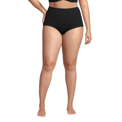 Women's Plus Size Tummy Control Tugless High Waisted Bikini Swim Bottoms