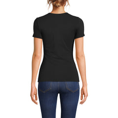 Womens Short Sleeve Tugless Double Layer Crew Neck Knit Top