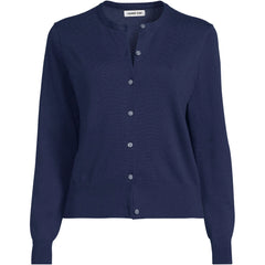 Women's Plus Size Fine Gauge Cotton Crew Cardigan Sweater