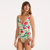 Women's Side Tie Wrap One Piece Swimsuit