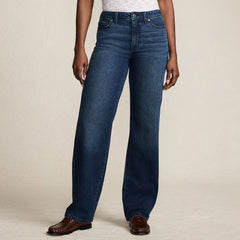 Women's Petite Soft Denim Mid Rise Relaxed Straight Leg Jeans
