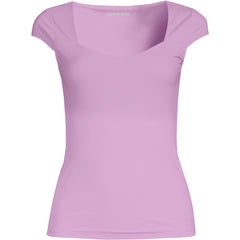 Women's Cap Sleeve Tugless Double Layer Sweetheart Knit Top