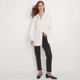 Women's Long Sleeve Oversized Satin Buttondown Tunic