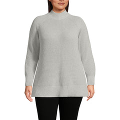 Women's Plus Size Drifter Shaker Easy Fit Mock Neck Tunic Sweater