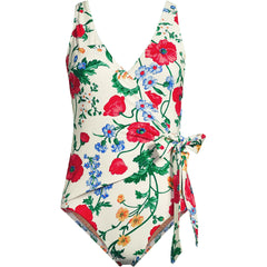 Women's Side Tie Wrap One Piece Swimsuit
