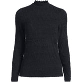 Women's Plus Size Long Sleeve Brushed Lace Mock Neck Top