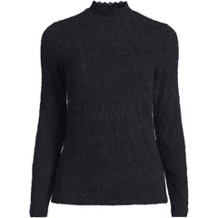 Women's Long Sleeve Brushed Lace Mock Neck Top