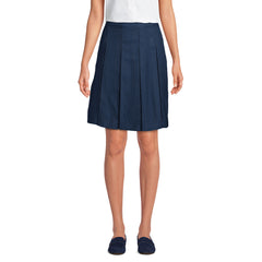 Women's Top of Knee Solid Box Pleat Skirt