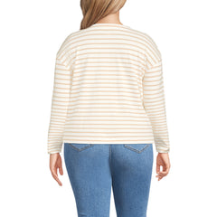 Women's Plus Size Long Sleeve Mariner Jersey Crewneck Tee