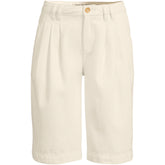 Women's Petite Lightweight Denim Mid Rise Pleated 12" Slouchy Shorts