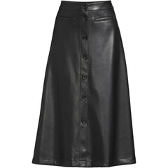 Women's Faux Leather Button Front Midi Skirt