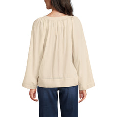 Women's Plus Size Voile Tie Neck Poet Blouse
