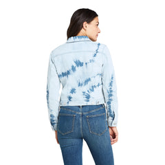 Women's Long Sleeve Tie Dye Denim Jacket