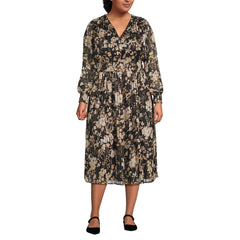 Women's Plus Size Lurex Shadow Stripe Midi Dress