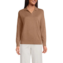 Women's Cotton Modal Long Sleeve Polo Collar Sweater