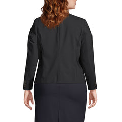 Women's Plus Size Washable Wool Collarless Blazer