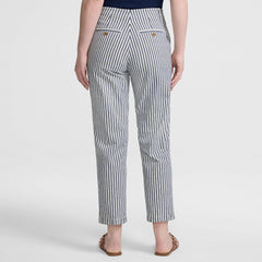 Women's Tall Mid Rise Classic Straight Leg Oxford Stripe Ankle Pants