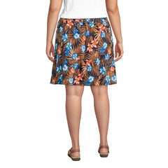Women's Plus Size High Rise Pull On Elastic Waist Tiered Crinkle Knit Skirt