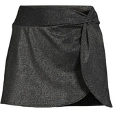 Women's Chlorine Resistant Shine Twist Front Mini Swim Cover-up Skirt