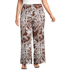 Women's Plus Size Rayon High Rise Wide Leg Pants - Set Bottom