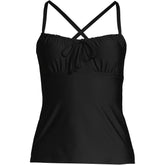 Women's D-Cup Chlorine Resistant Tie Front Underwire Tankini Swimsuit Top Adjustable Straps