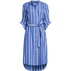 Women's Poplin Oversized Puff Sleeve Midi Shirt Dress