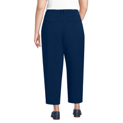 Women's Plus Size Crepe High Rise Pleated Barrel Leg Ankle Pants