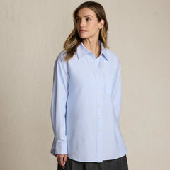 Women's Petite Oversized Oxford Button Front Shirt