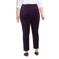 Women's Plus Size Velvet High Rise Pintuck Pencil Ankle Pants