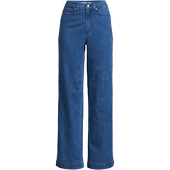 Women's Petite Soft Denim High Rise Wide Leg Braided Jeans