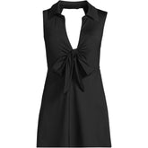 Women's Polo Collar Tie Front Swim Dress Swimsuit