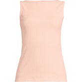 Women's Sleeveless Pointelle Rib Boat Neck Tank