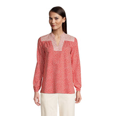 Women's Petite Cotton Poplin Peasant Shirt