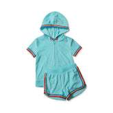Girls Terry Zip Front Top and Shorts Cover Up Set