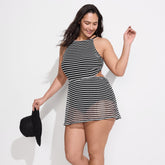 Women's Plus Size Crochet Monokini Swim Dress Swimsuit