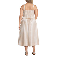 Women's Plus Size Linen Blend Pintuck Tank Midi Dress