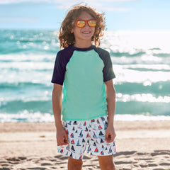Boys Slim Chlorine Resistant 5" Swim Trunks with Mesh Liner
