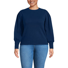 Women's Plus Size Drifter Puff Sleeve Crew Neck Sweater
