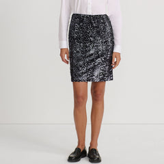 Women's Knit Velvet Sequin Above the Knee Skirt