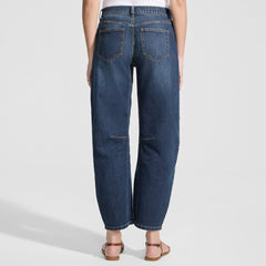 Women's Soft Denim Mid Rise Relaxed Barrel Leg Ankle Jeans