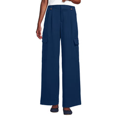 Women's Petite Soft Polish Cargo High Rise Wide Leg Pants