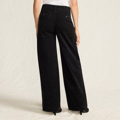Women's Corduroy High Rise Wide Leg Top Stitch Trousers
