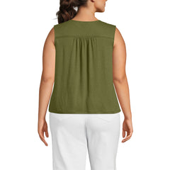 Women's Plus Size Linen Blend Smocked Flowy Tank