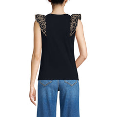 Women's Embroidered Ruffle Tank Top
