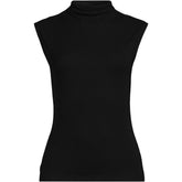 Women's Plus Size Cap Sleeve Drapey Rib Fitted Funnel Neck Tank