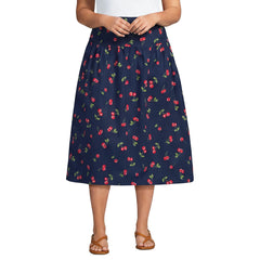 Women's Plus Size Poplin Drop Waist Midi Skirt - Set Bottom