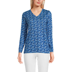 Petite Supima Cotton Long Sleeve V-Neck T-Shirt