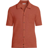Men's Short Sleeve Texture Stitch Button Through Sweater Polo