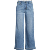 Women's Plus Size Mid Rise Denim Wide Leg Ankle Jeans